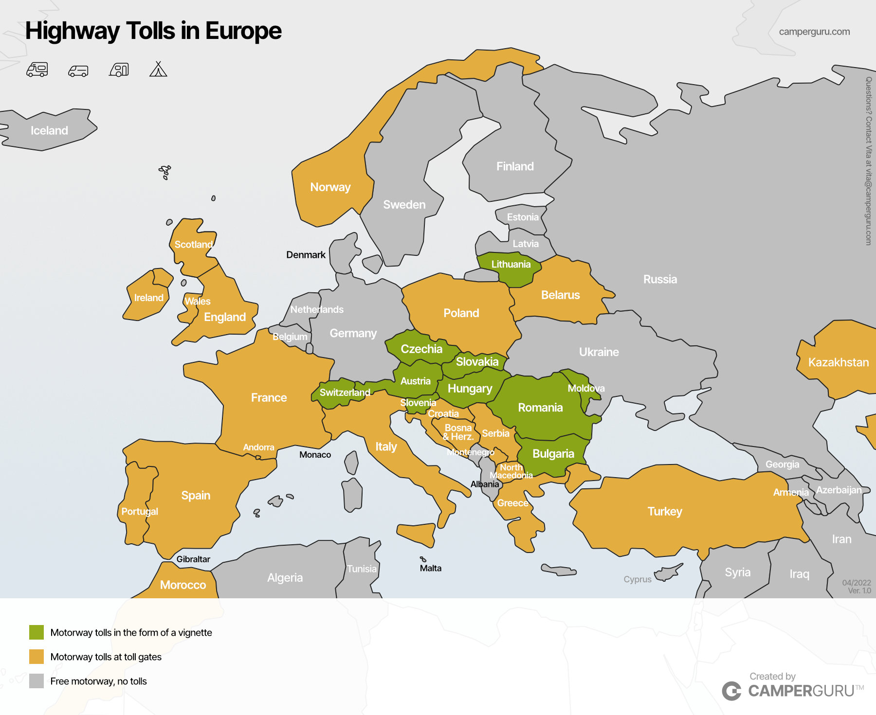 European tolls map